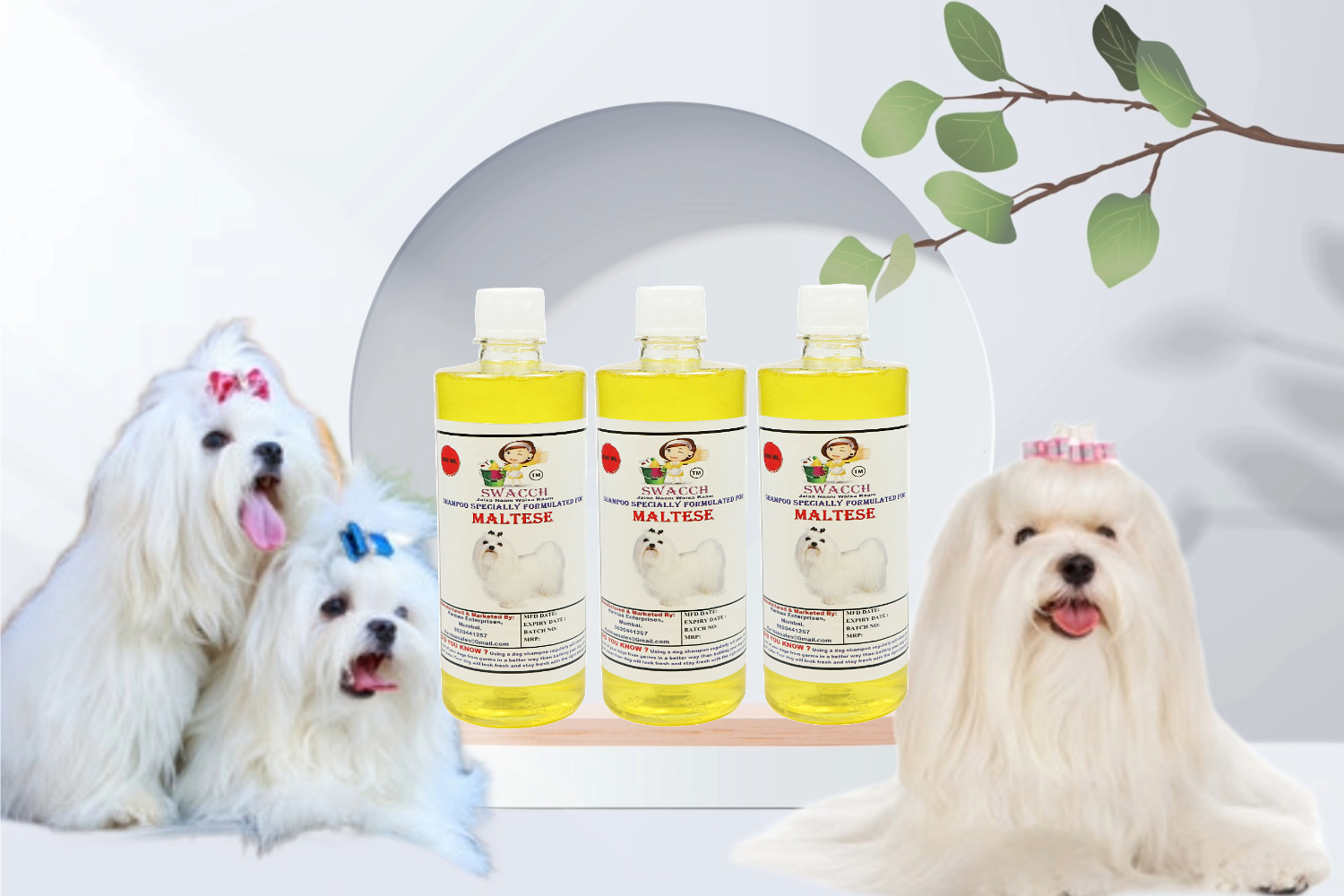 Maltese Dog Shampoo 500ml Pack of 3 Lemon Swacch